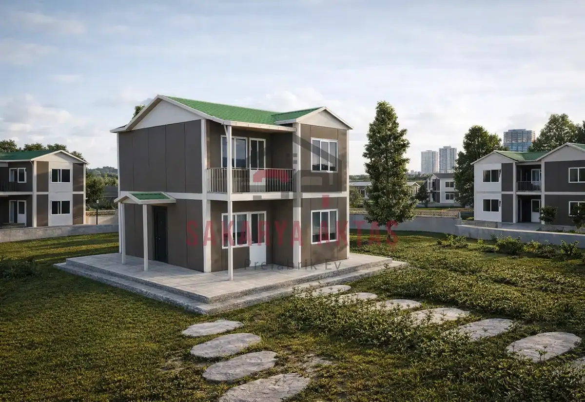 2+1 Çift Katlı Prefabrik Ev 92 m²